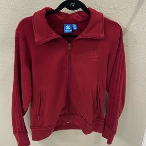Adidas dark red zip sweater